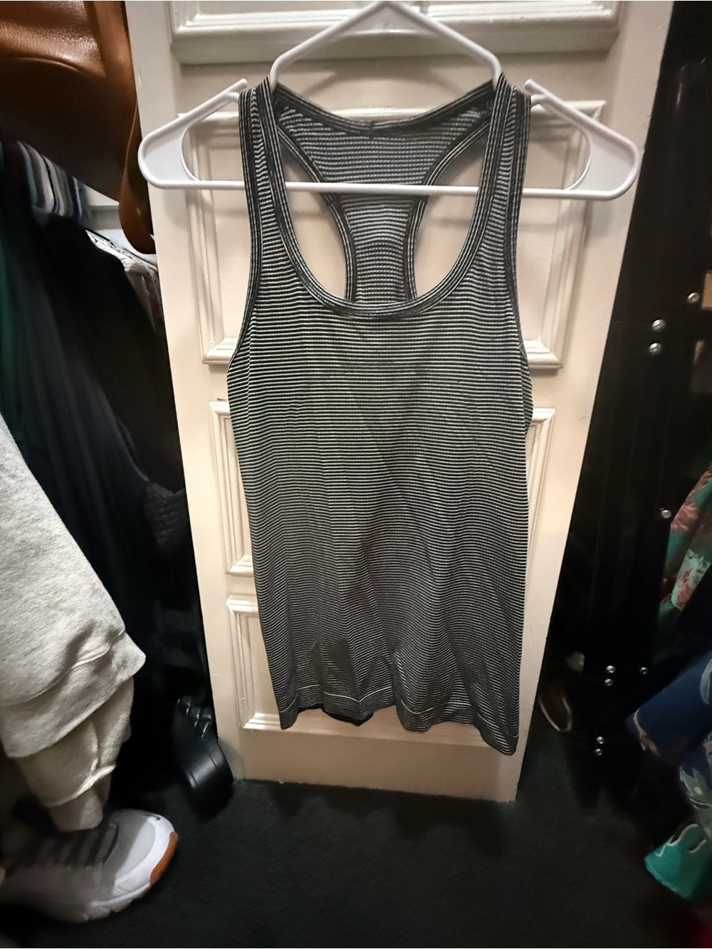 lululemon athletica Black & White Striped Racerback Tank